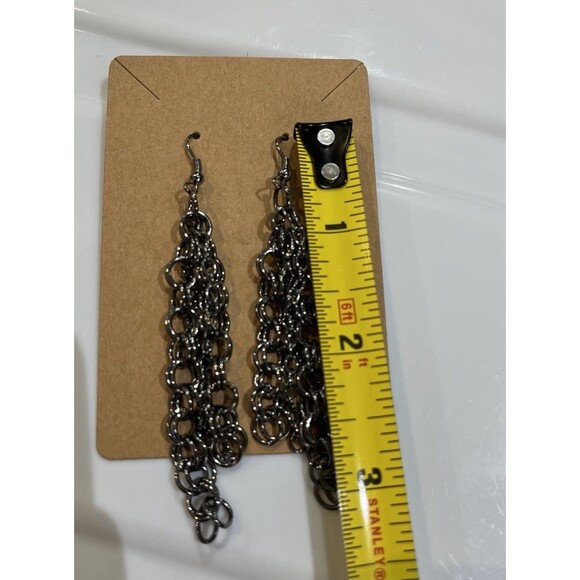 Gun Metal Peter Pan Collar Chain Link Necklace Set Whimsigoth Fairy Grunge - Picture 7 of 8